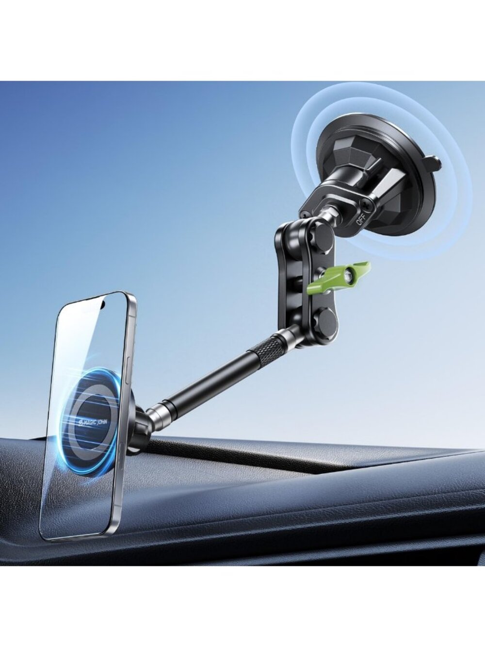 Magnetic Car Phone Holder - Windshield Mount with Strong Suction Cup, Universal